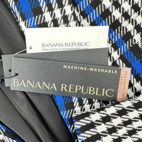 Banana Republic Womens Sz 4 Tailored Blazer/Jacket Blue White Black Plaid NEW! - Picture 5 of 16